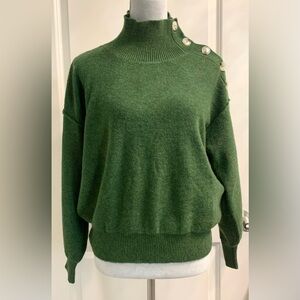 Lush Wool Blend Pullover Knit Jumper Sweater Long Sleeve Sz S Green